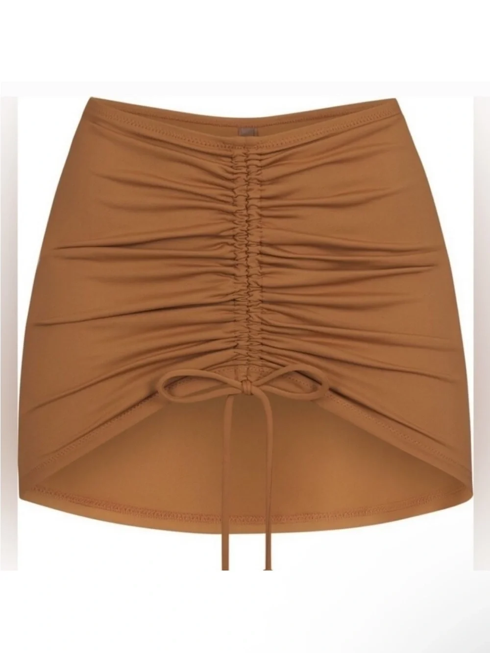 NWT SKIMS Ruched Front Drawstring Mini Swim Skirt
